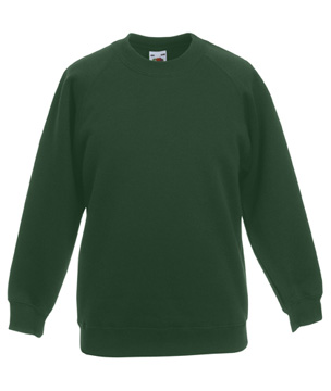 FELPA RAGLAN BAMBINO classic ( FRUIT OF THE LOOM ) verde bottiglia